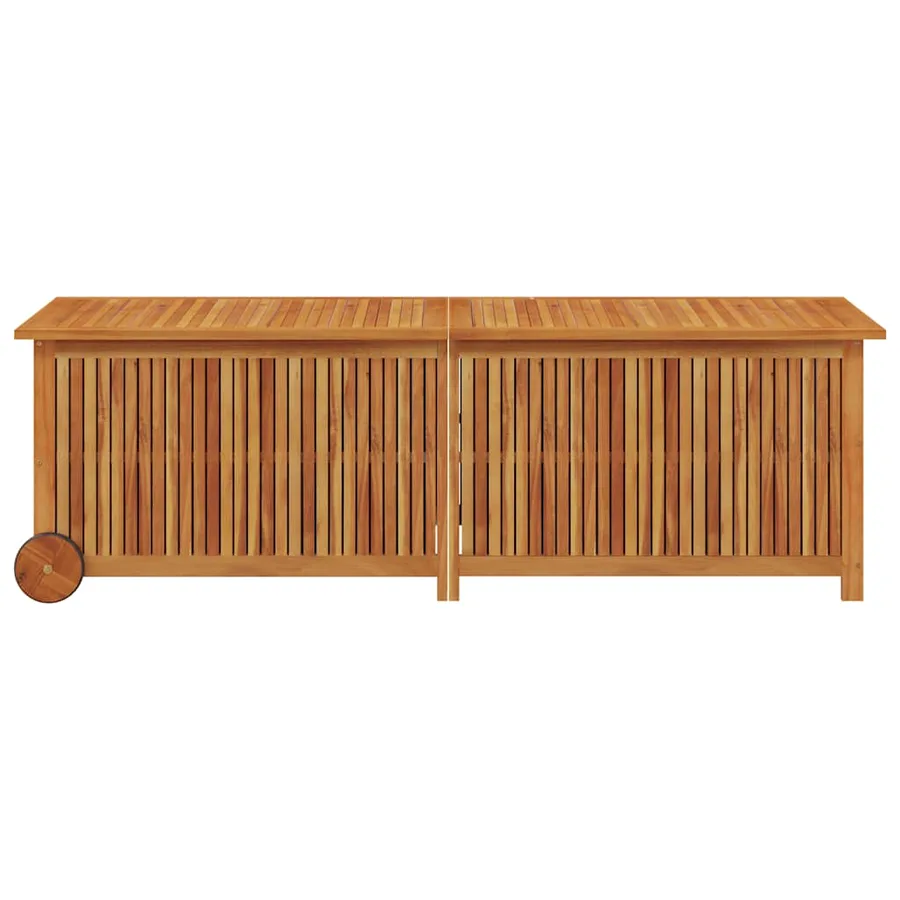 Boîte de rangement de jardin avec roues 150x50x58cm bois acacia - 4
