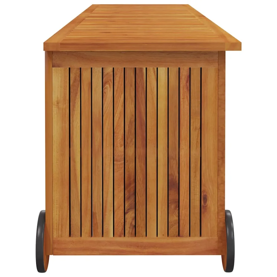 Boîte de rangement de jardin avec roues 150x50x58cm bois acacia - 5