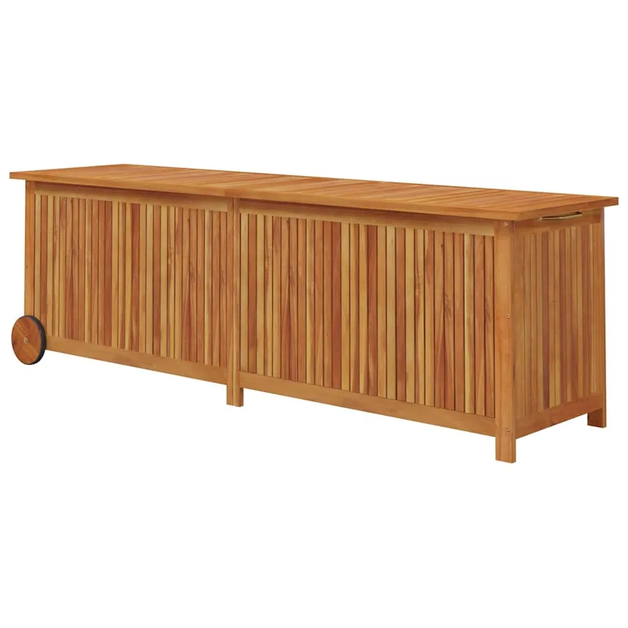Boîte de rangement de jardin avec roues 150x50x58cm bois acacia - 6