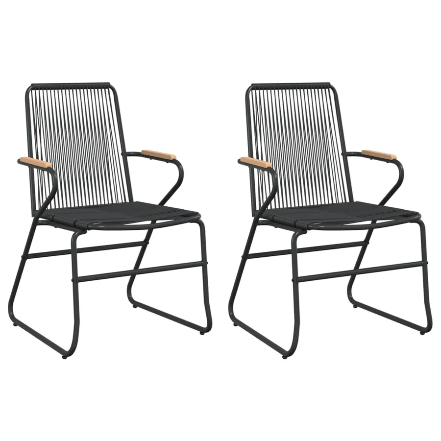 Chaises de jardin lot de 2 noir 58x59x85,5 cm Rotin PVC - 2