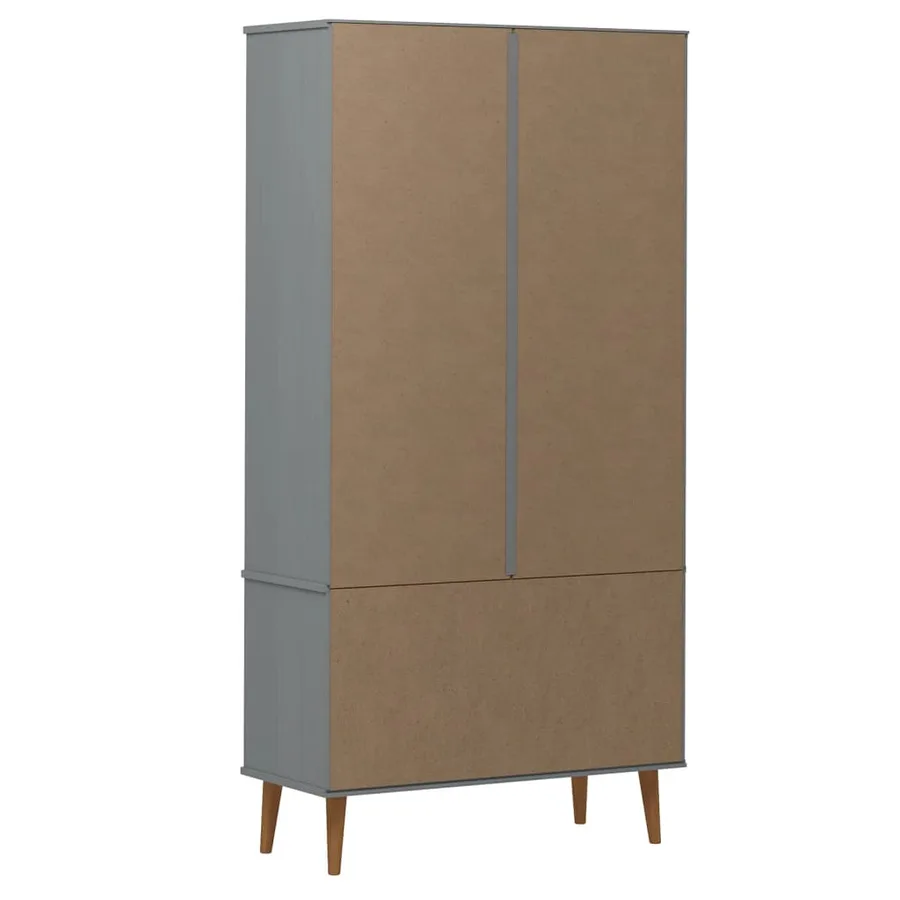Armoire à vitrine MOLDE Gris 90x35x175 cm Bois de pin massif - 7
