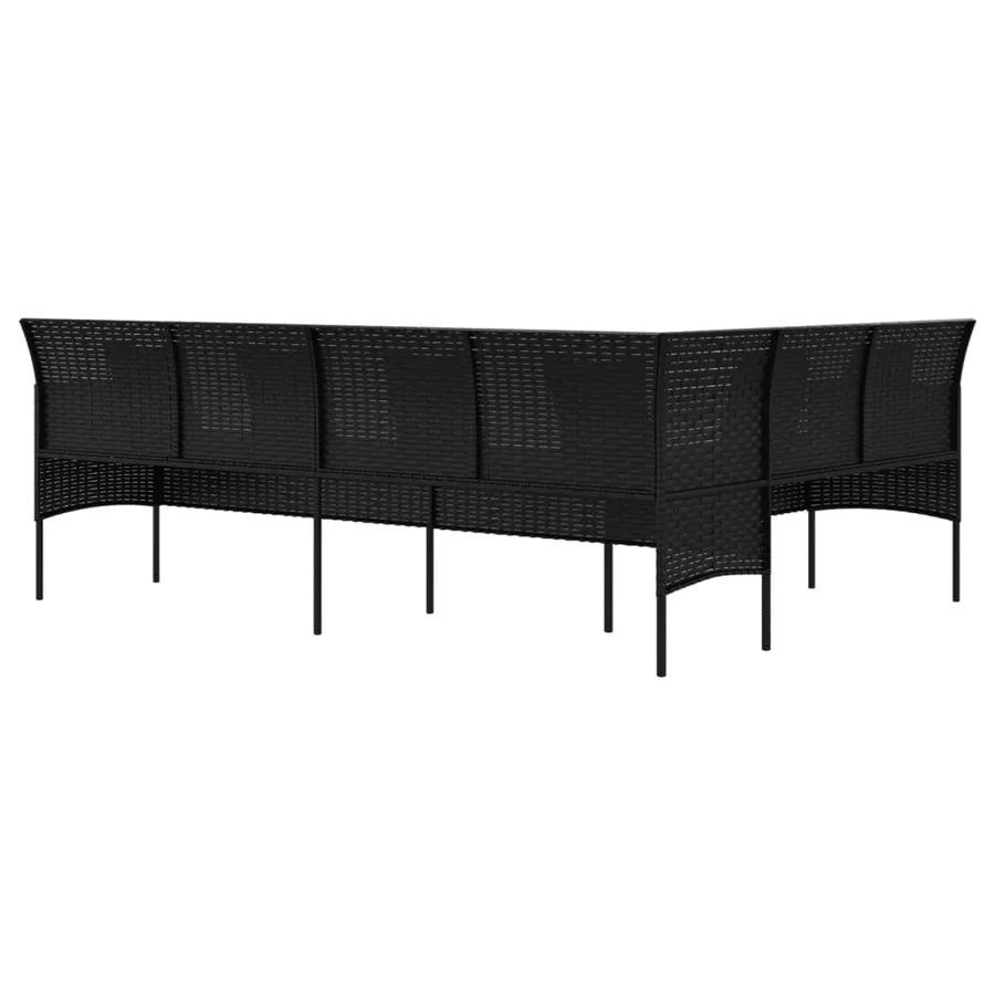 Canapé de jardin en forme de L et coussins noir résine tressée - 5