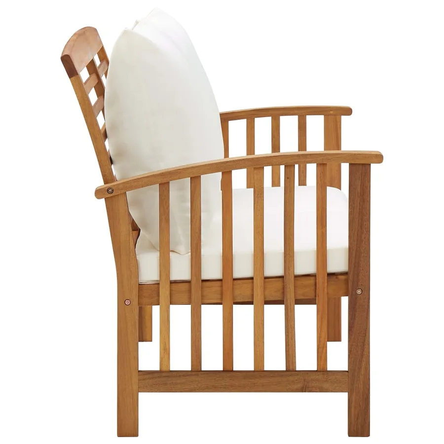 Banc de jardin avec coussins 119 cm Bois solide d'acacia - 3