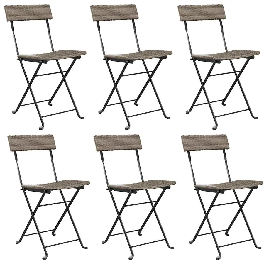 Chaises de bistrot pliantes lot de 6 Gris Résine tressée acier - 2