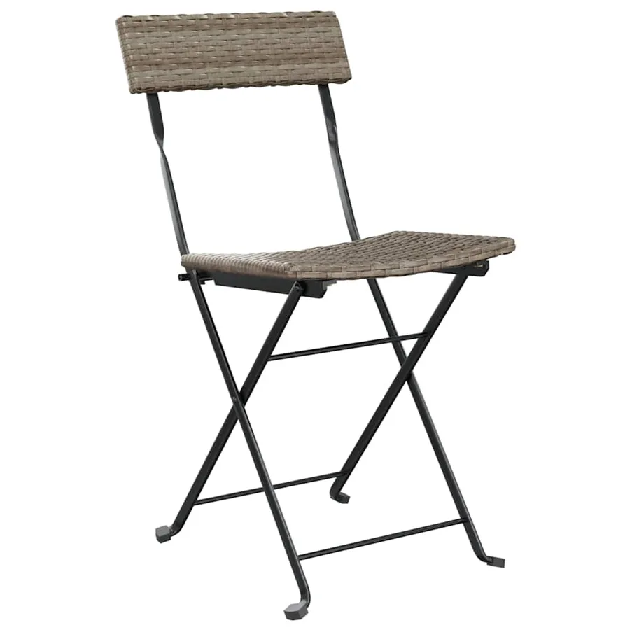 Chaises de bistrot pliantes lot de 6 Gris Résine tressée acier - 3