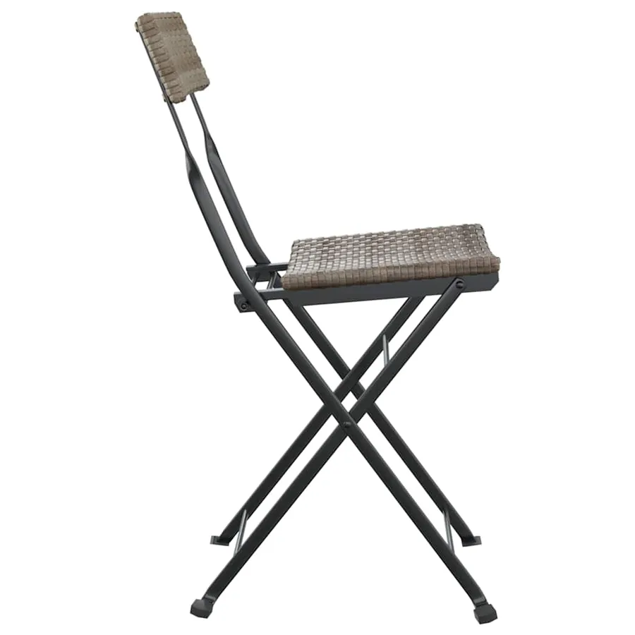 Chaises de bistrot pliantes lot de 6 Gris Résine tressée acier - 6