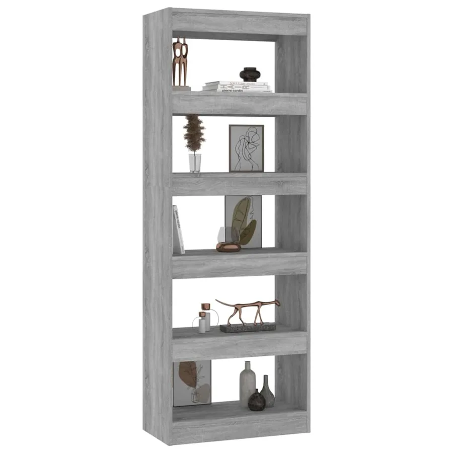 Bibliothèque/séparateur de pièce gris béton bois d'ingénierie - 4