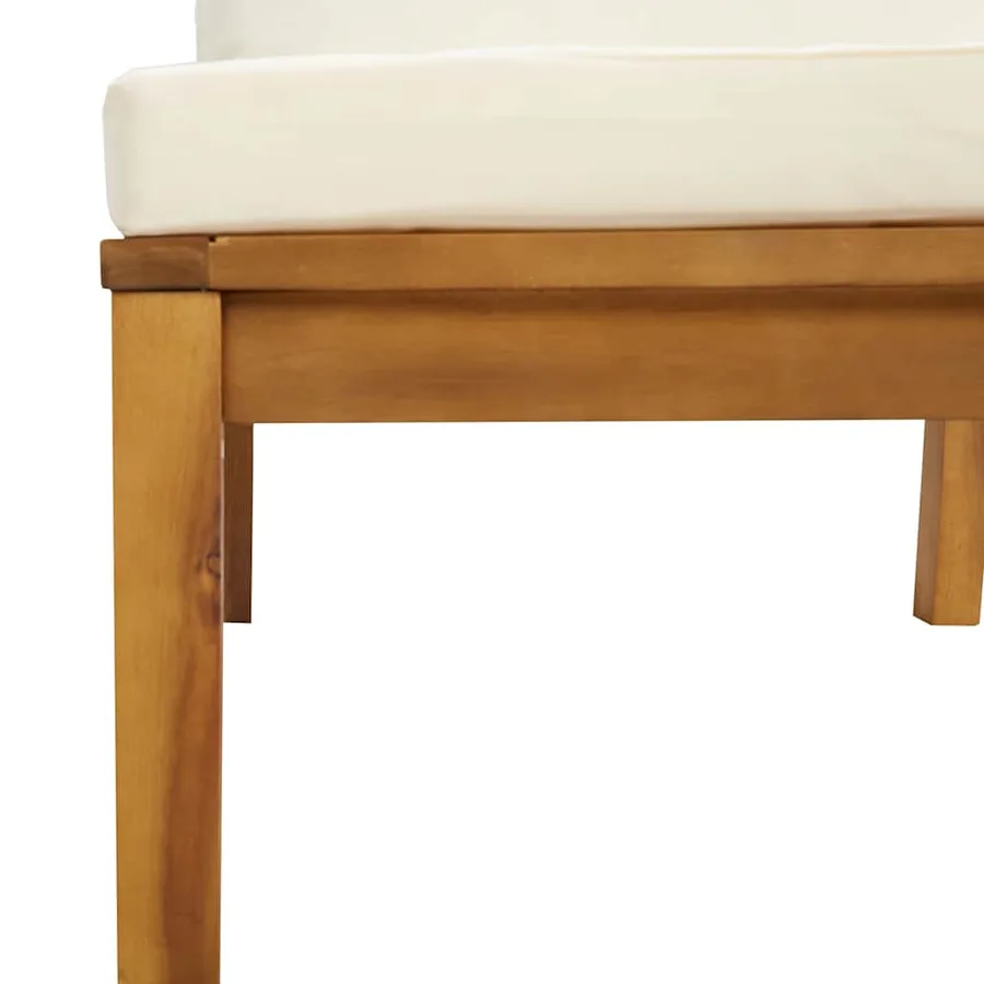Salon de jardin 3 pcs avec coussins blanc crème Bois d'acacia - 10