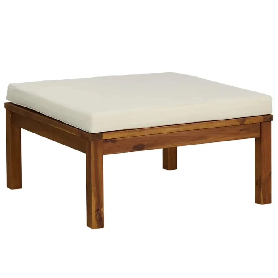 Salon de jardin 3 pcs avec coussins blanc crème Bois d'acacia - 7