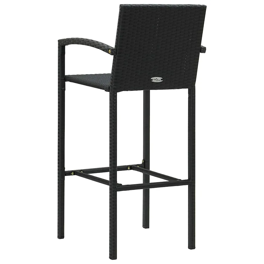 Tabourets de bar lot de 4 noir résine tressée - 5