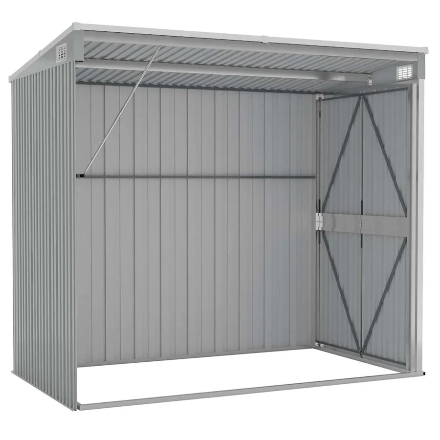 Abri de jardin mural Gris 118x194x178 cm Métal galvanisé - 6