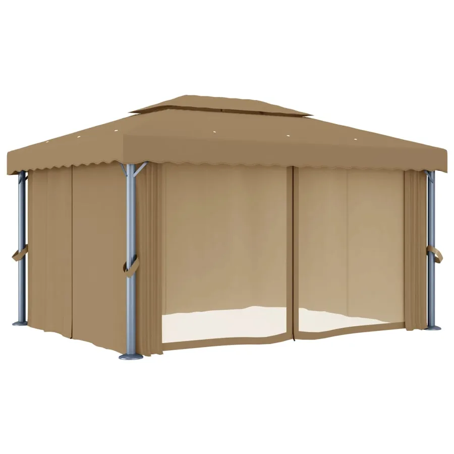 Tonnelle avec rideau 4x3 m Taupe Aluminium - 3
