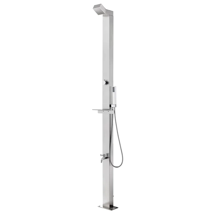 Douche de jardin avec base gris 225 cm Acier inoxydable - 3