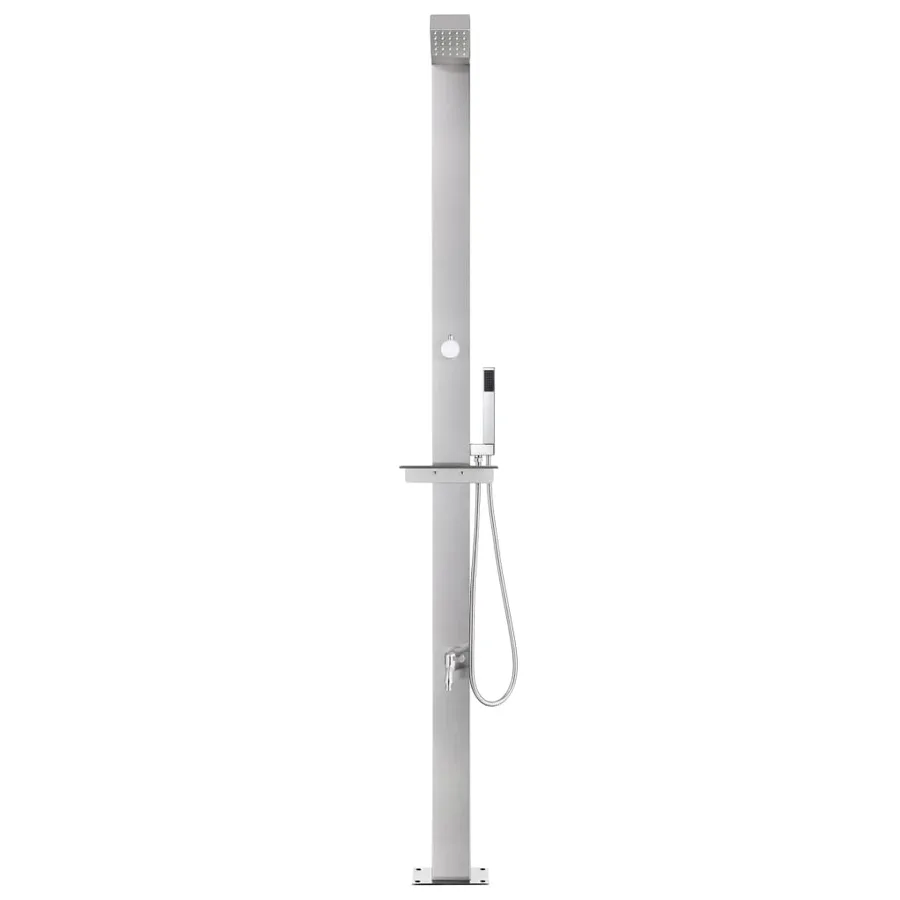 Douche de jardin avec base gris 225 cm Acier inoxydable - 4