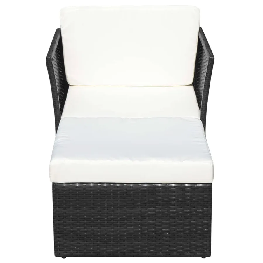 Chaise de jardin avec tabouret Noir Résine tressée - 4