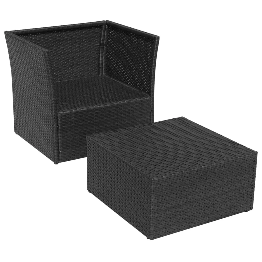 Chaise de jardin avec tabouret Noir Résine tressée - 6