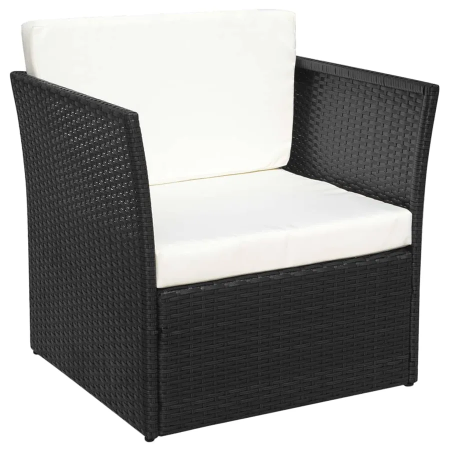 Chaise de jardin avec tabouret Noir Résine tressée - 7