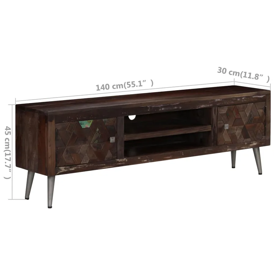Meuble TV Bois de récupération solide 140 x 30 x 45 cm - 15