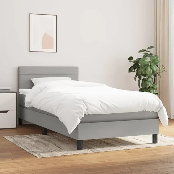 Sommier à lattes de lit avec matelas Gris clair 90x200 cm Tissu