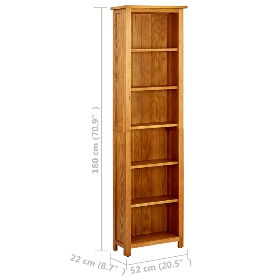 Bibliothèque à 6 niveaux 52x22x180 cm Bois de chêne massif - 6