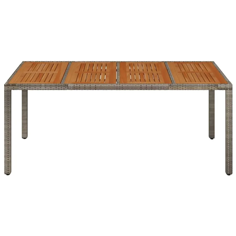 Table de jardin dessus en bois Gris 190x90x75 cm Résine tressée - 3