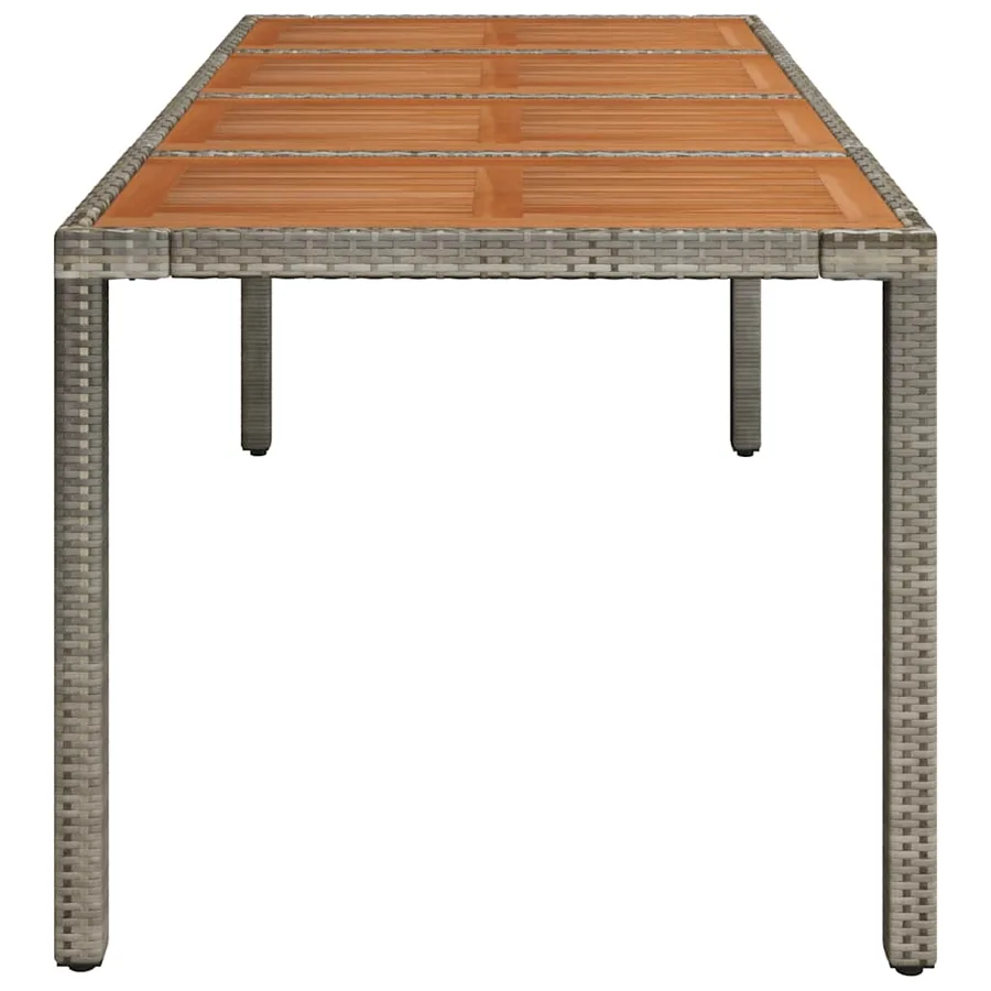 Table de jardin dessus en bois Gris 190x90x75 cm Résine tressée - 4