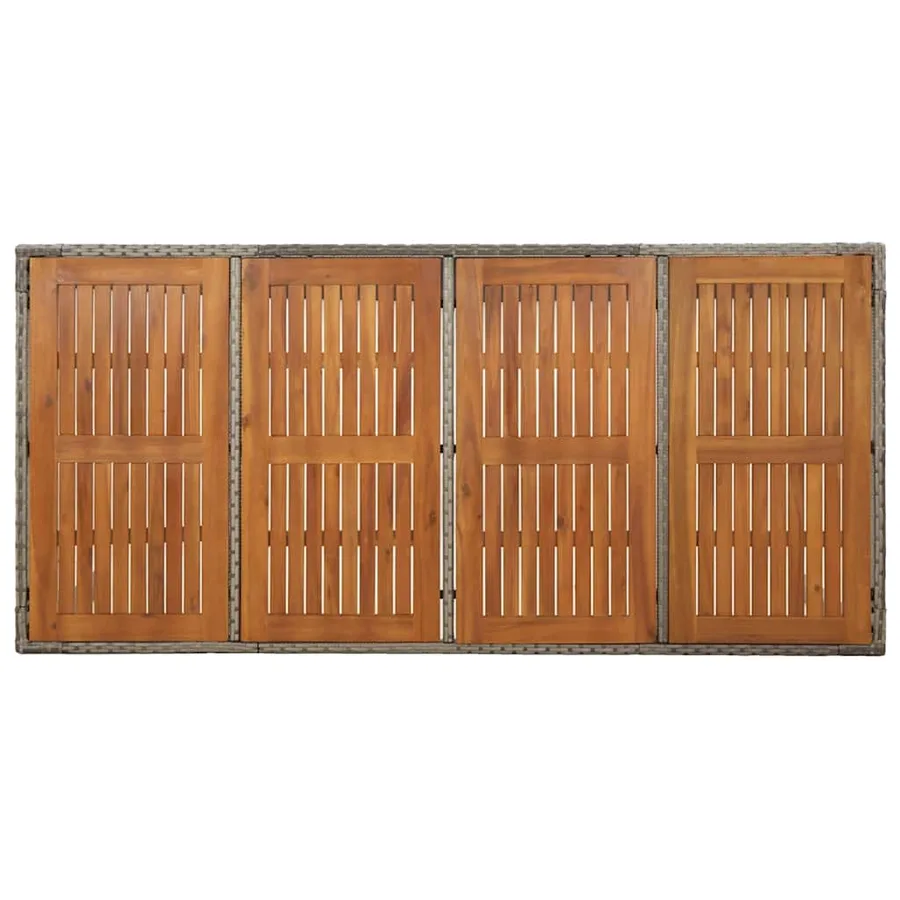 Table de jardin dessus en bois Gris 190x90x75 cm Résine tressée - 5