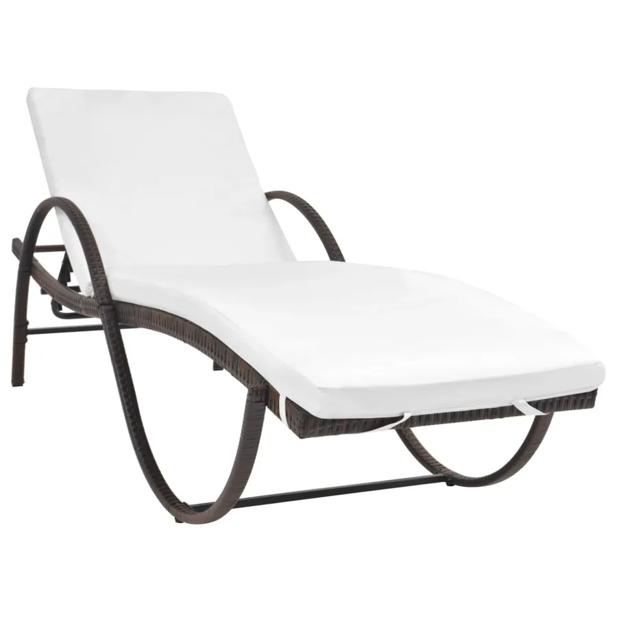 Chaise longue avec coussin Résine tressée Marron