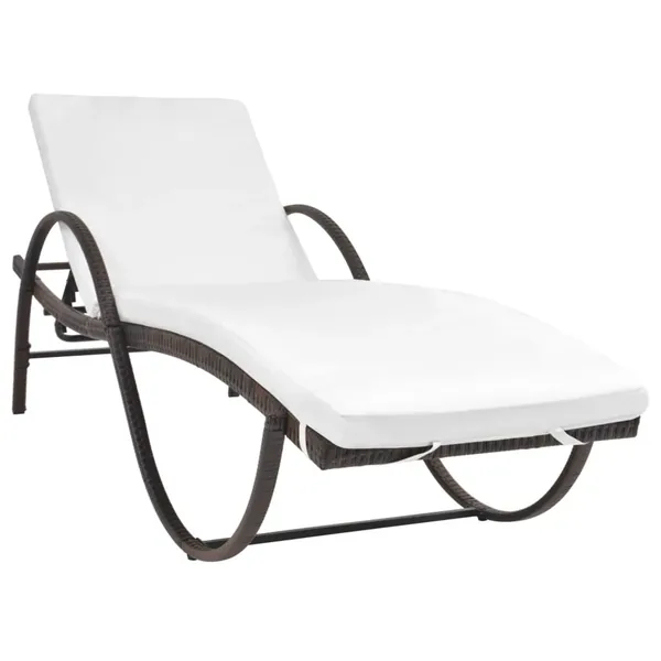 Chaise longue avec coussin Résine tressée Marron