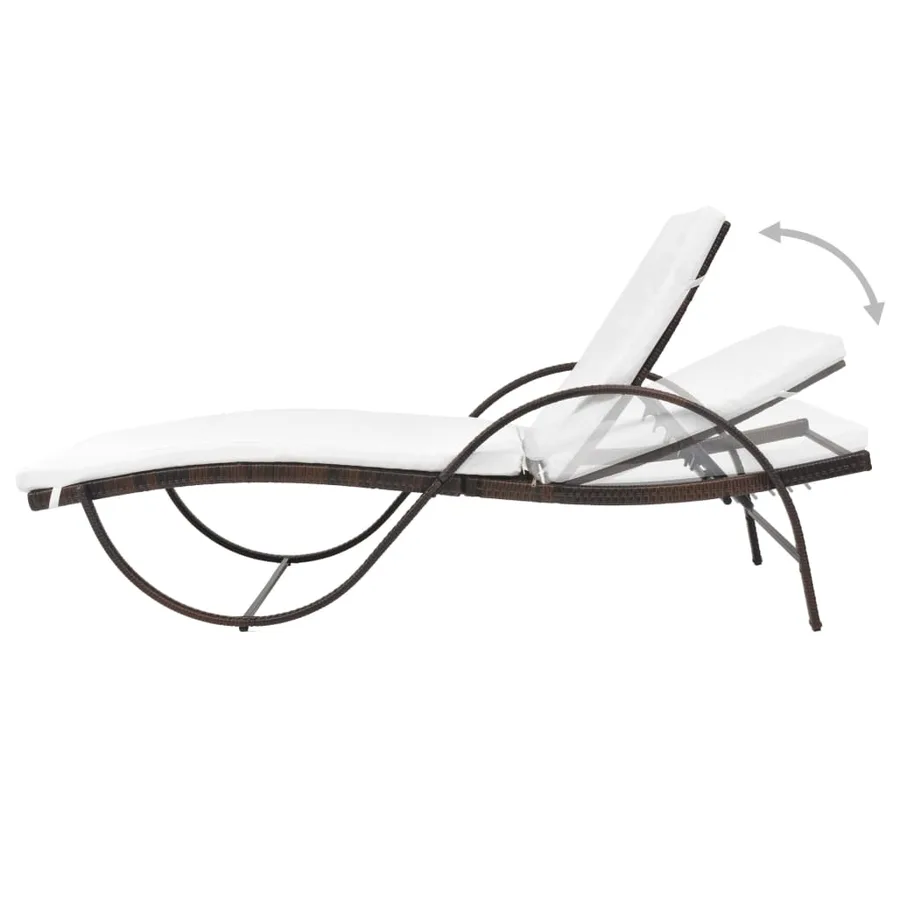Chaise longue avec coussin Résine tressée Marron - 4