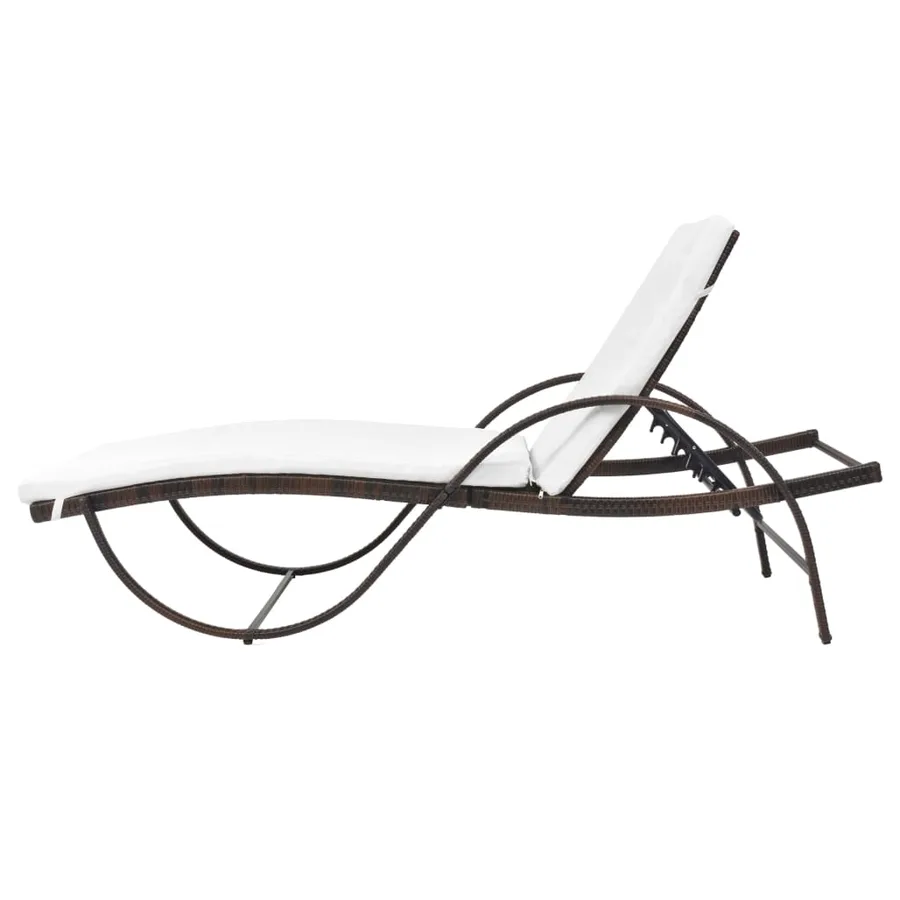 Chaise longue avec coussin Résine tressée Marron - 5
