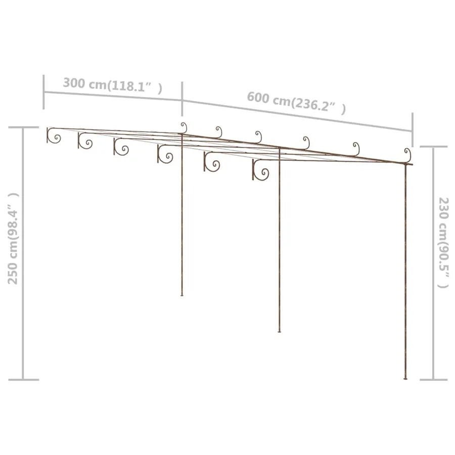 Pergola de jardin Marron antique 6x3x2,5 m Fer - 7