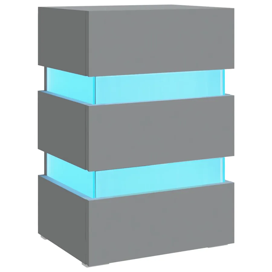 Table de chevet à LED Gris 45x35x67 cm Bois d'ingénierie - 2