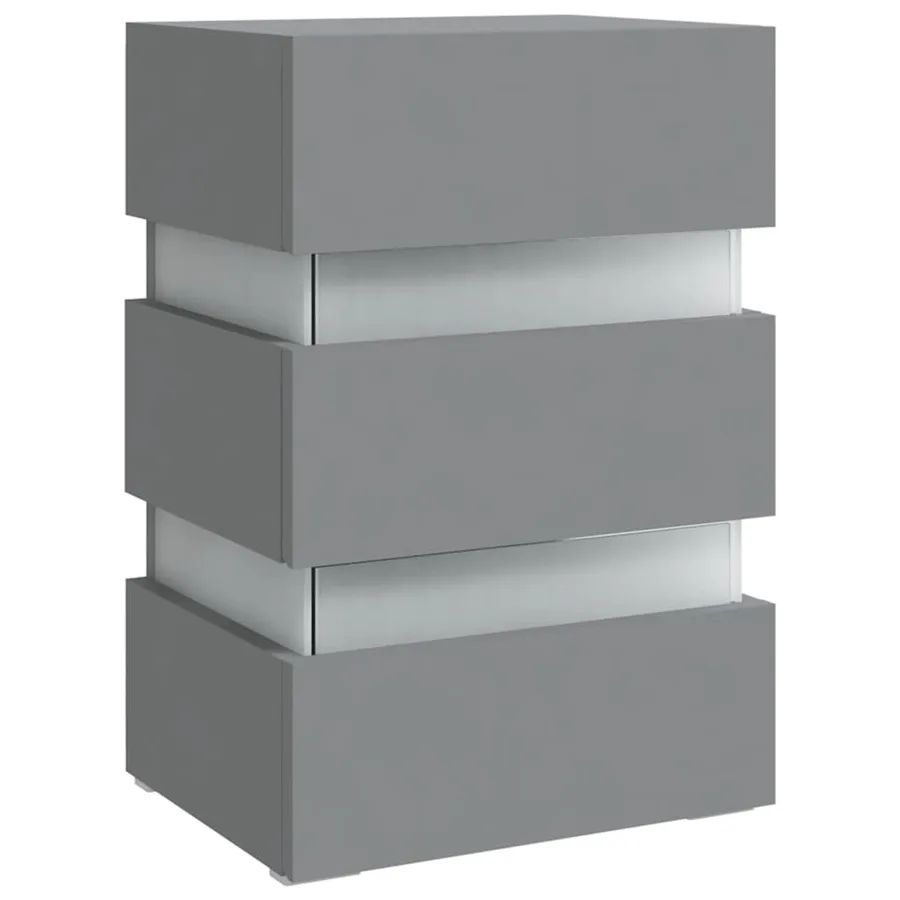 Table de chevet à LED Gris 45x35x67 cm Bois d'ingénierie - 4