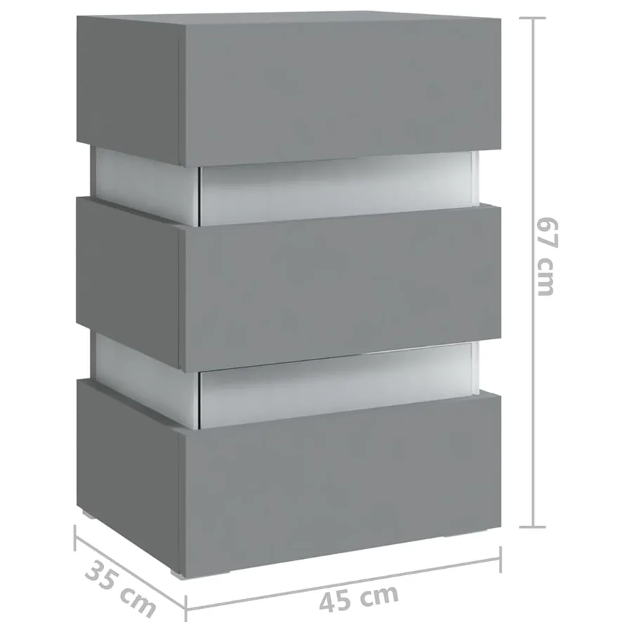 Table de chevet à LED Gris 45x35x67 cm Bois d'ingénierie - 9
