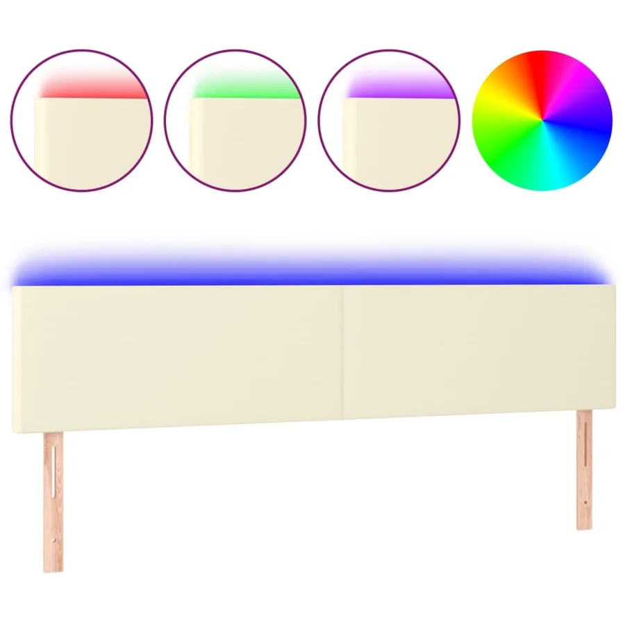Tête de lit à LED Crème 200x5x78/88 cm Similicuir - 2