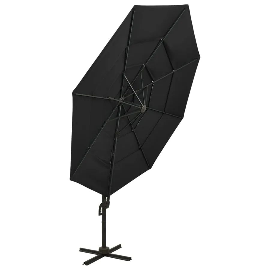 Parasol de jardin à 4 niveaux avec mât en aluminium noir 3x3 m - 3