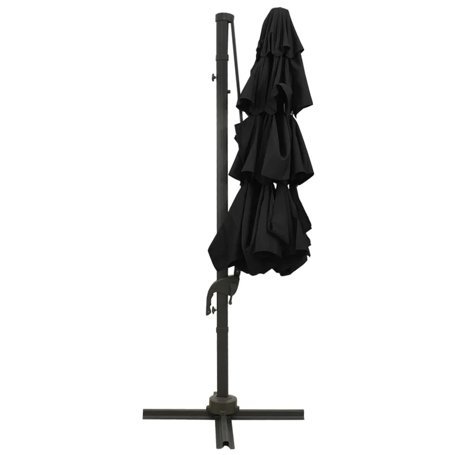 Parasol de jardin à 4 niveaux avec mât en aluminium noir 3x3 m - 4