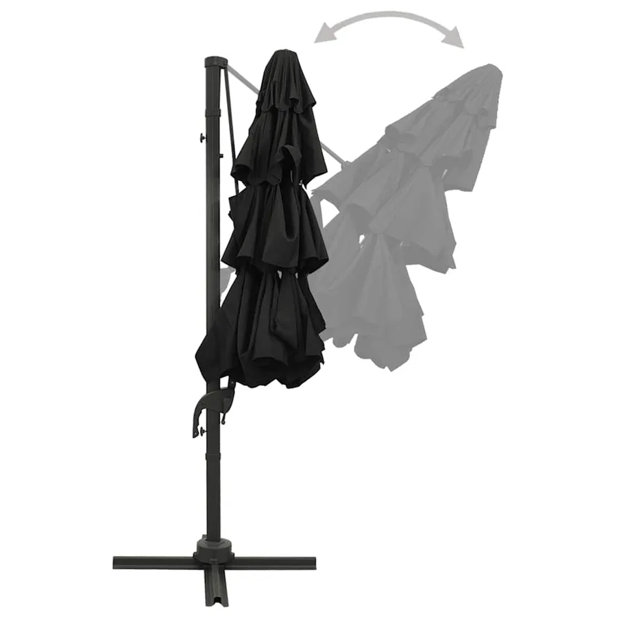 Parasol de jardin à 4 niveaux avec mât en aluminium noir 3x3 m - 5