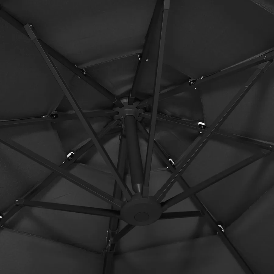 Parasol de jardin à 4 niveaux avec mât en aluminium noir 3x3 m - 6