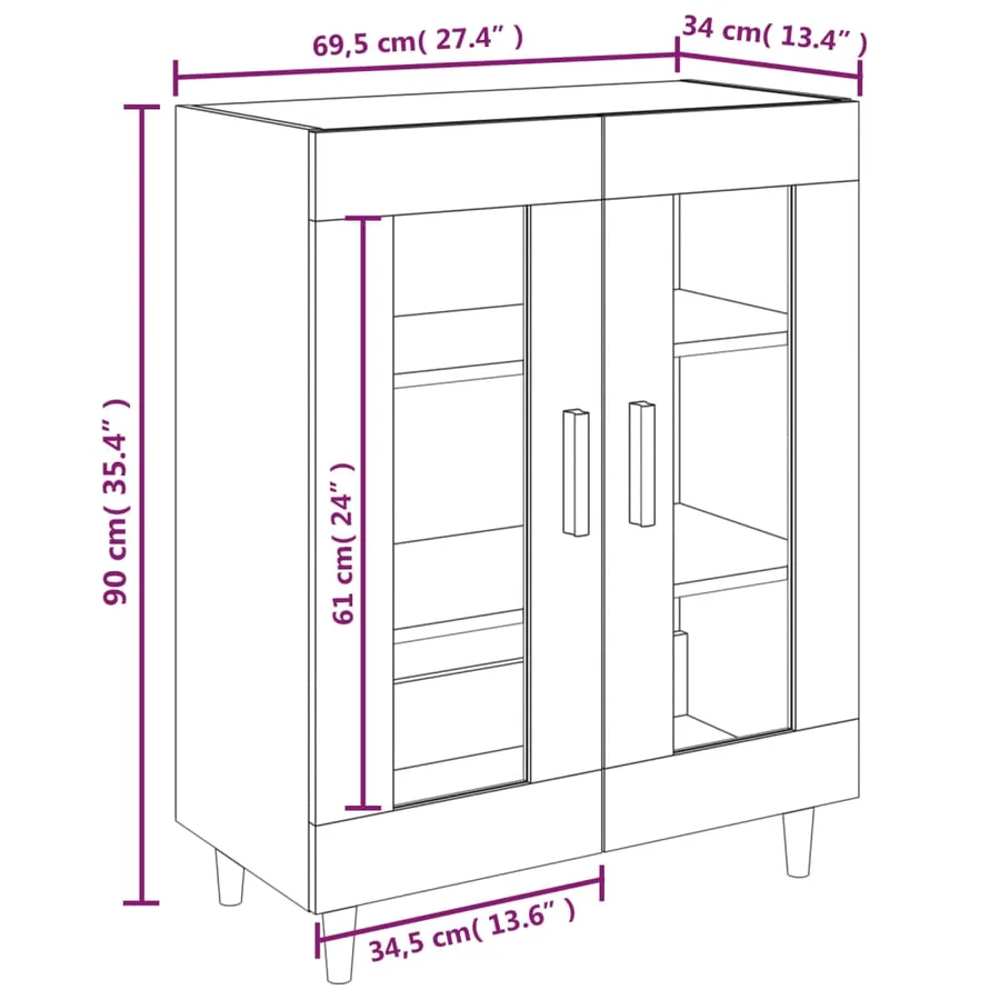 Buffet gris béton 69,5x34x90 cm bois d'ingénierie - 8