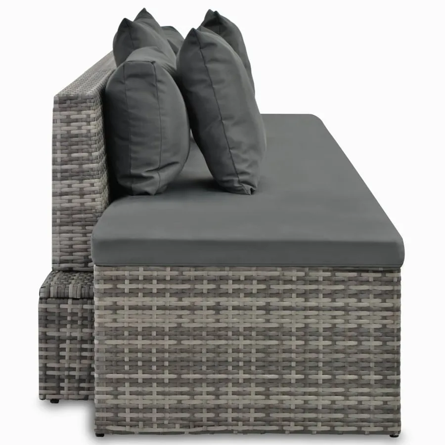Salon de jardin 4 pcs avec coussins Résine tressée Gris - 5
