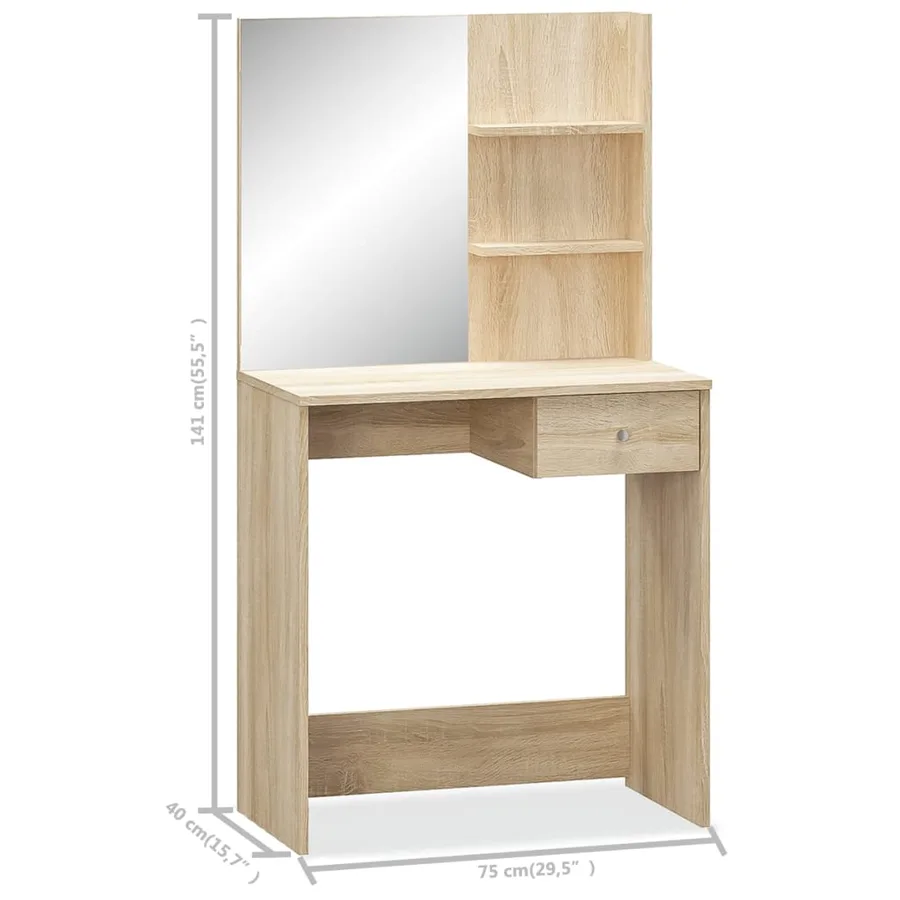 Coiffeuse Bois d’ingénierie 75x40x141 cm Chêne - 5