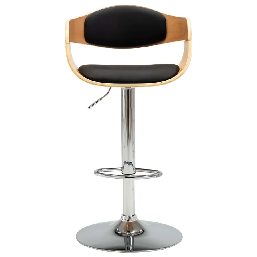 Chaises de bar lot de 2 noir bois courbé et similicuir - 4