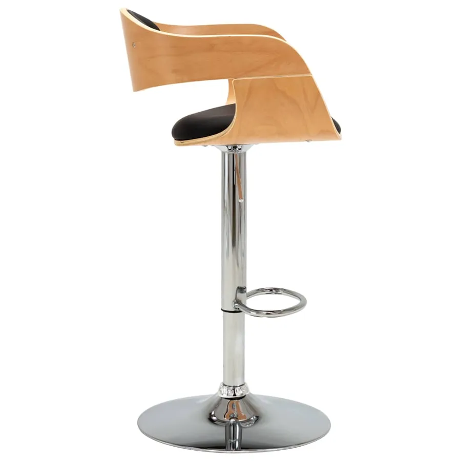 Chaises de bar lot de 2 noir bois courbé et similicuir - 5