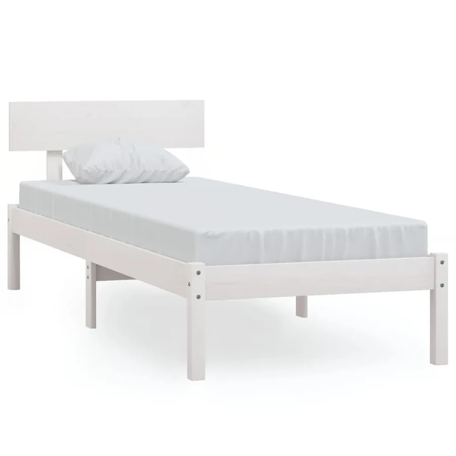 Cadre de lit sans matelas blanc bois massif 100x200 cm - 2