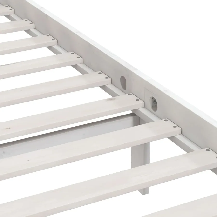 Cadre de lit sans matelas blanc bois massif 100x200 cm - 6