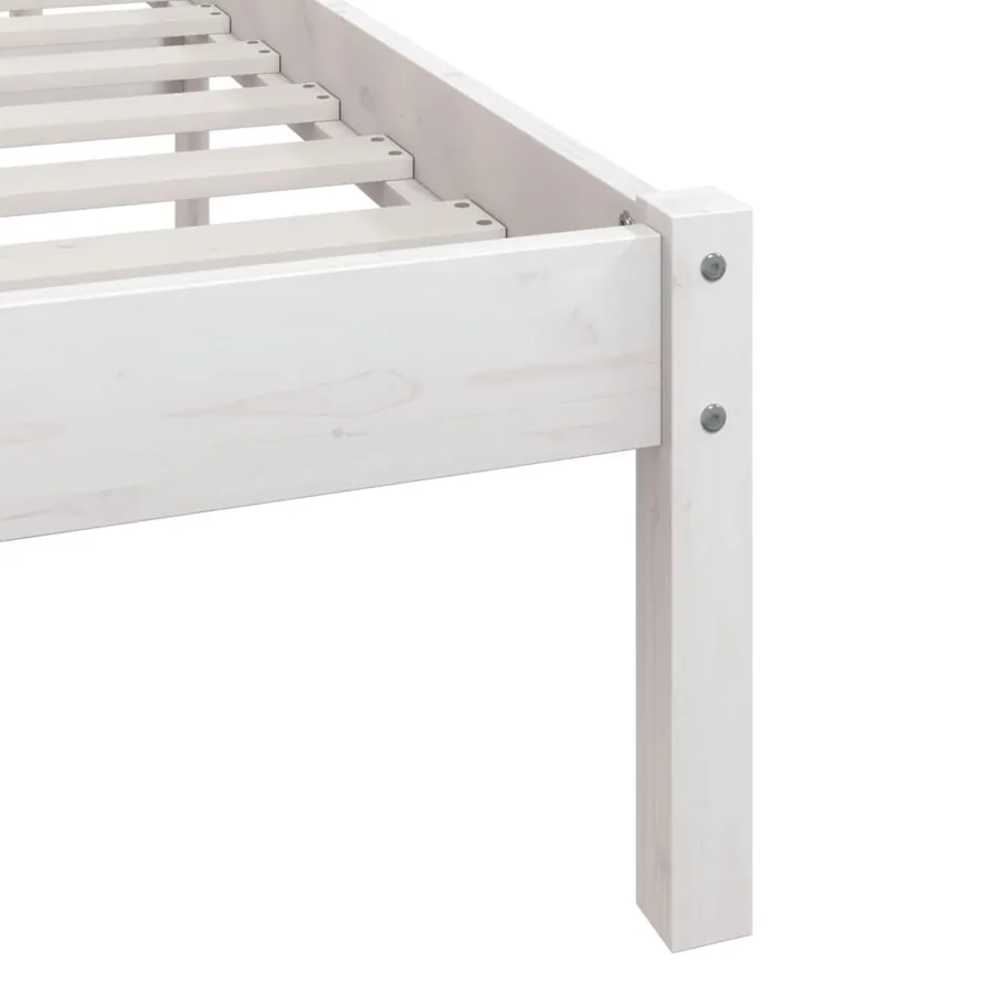 Cadre de lit sans matelas blanc bois massif 100x200 cm - 7