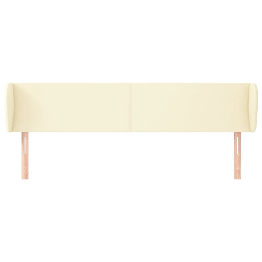 Tête de lit avec oreilles Crème 203x23x78/88 cm Similicuir - 3