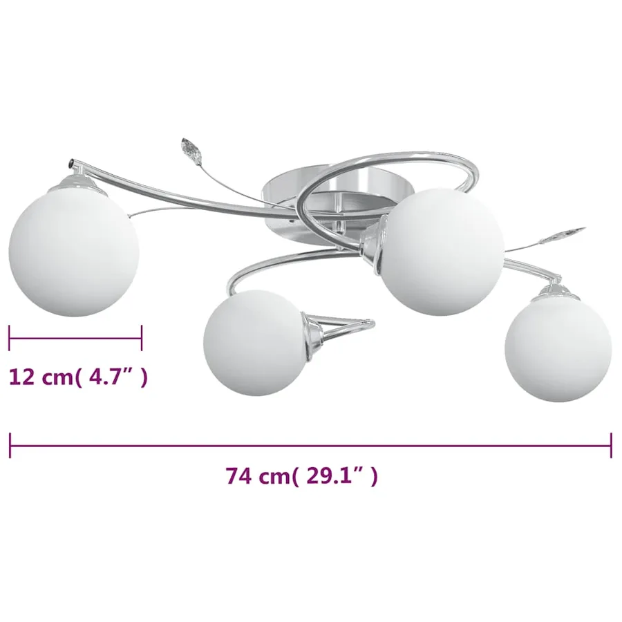 Plafonnier avec abat-jour ronds en verre pour 4 LED G9 - 6